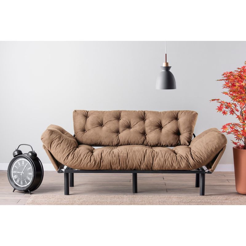 Casa si Gradina - Mobilier - Canapele si coltare - Canapele - Canapea extensibila, Atelier Del Sofa, metal si poliester, maro deschis, 185x85x70 cm - Infinity.ro