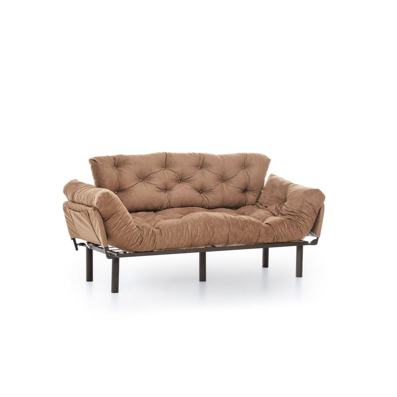 Casa si Gradina - Mobilier - Canapele si coltare - Canapele - Canapea extensibila, Atelier Del Sofa, metal si poliester, maro deschis, 185x85x70 cm - Infinity.ro