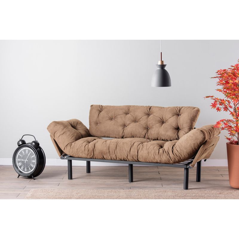 Casa si Gradina - Mobilier - Canapele si coltare - Canapele - Canapea extensibila, Atelier Del Sofa, metal si poliester, maro deschis, 185x85x70 cm - Infinity.ro