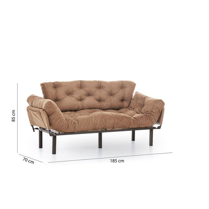 Casa si Gradina - Mobilier - Canapele si coltare - Canapele - Canapea extensibila, Atelier Del Sofa, metal si poliester, maro deschis, 185x85x70 cm - Infinity.ro