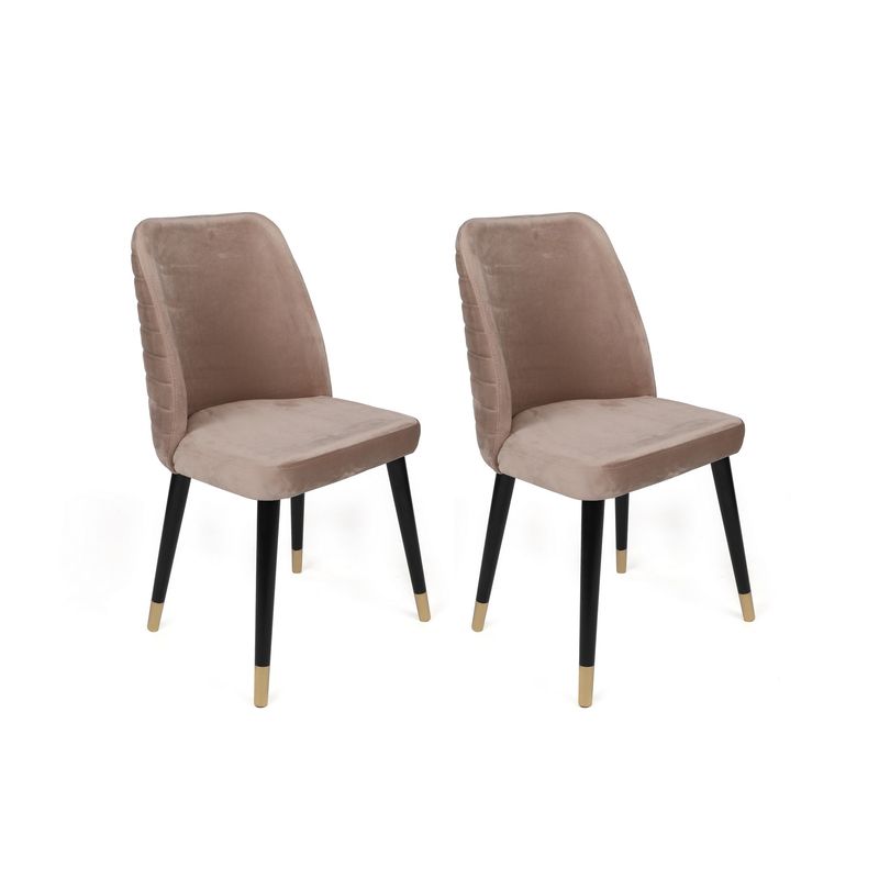 Casa si Gradina - Mobilier - Scaune si fotolii - Scaune - Set scaune, Hanah Home, catifea, bej negru auriu, 50x49x90 cm - Infinity.ro