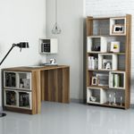 Casa si Gradina - Mobilier - Mese si birouri - Birouri - Birou cu rafturi, Hanah Home, pal melaminat, nuc si crem, 120x65x75 cm - Infinity.ro