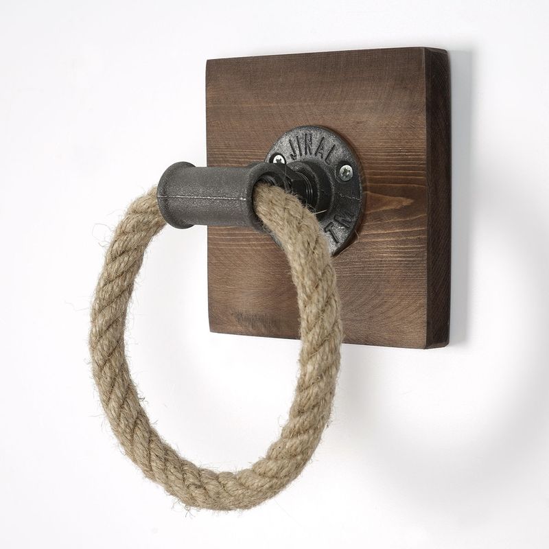 Casa si Gradina - Mobilier - Organizare si depozitare - Cuiere - Carlig de teava, Hanah Home, lemn de molid si metal, nuc si negru, 20x20x10 cm - Infinity.ro