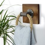 Casa si Gradina - Mobilier - Organizare si depozitare - Cuiere - Carlig de teava, Hanah Home, lemn de molid si metal, nuc si negru, 20x20x10 cm - Infinity.ro