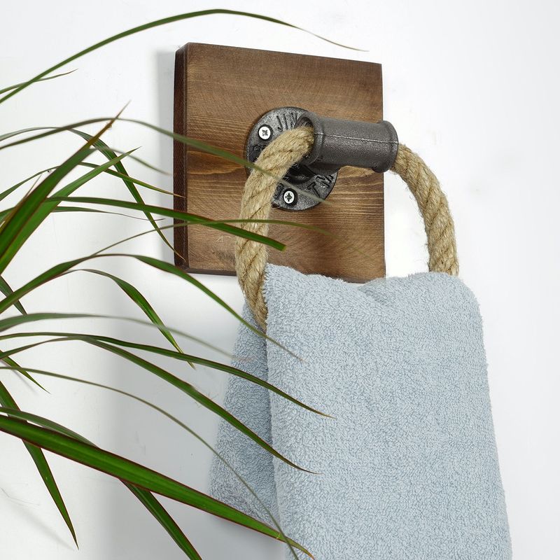 Casa si Gradina - Mobilier - Organizare si depozitare - Cuiere - Carlig de teava, Hanah Home, lemn de molid si metal, nuc si negru, 20x20x10 cm - Infinity.ro