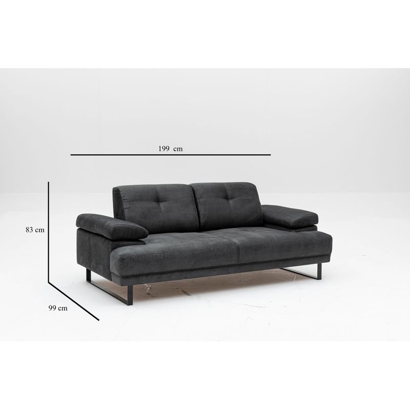 Casa si Gradina - Mobilier - Canapele si coltare - Canapele - Canapea extensibila, Hanah Home, lemn fag si PAL, antracit, 199x99x83 cm - Infinity.ro