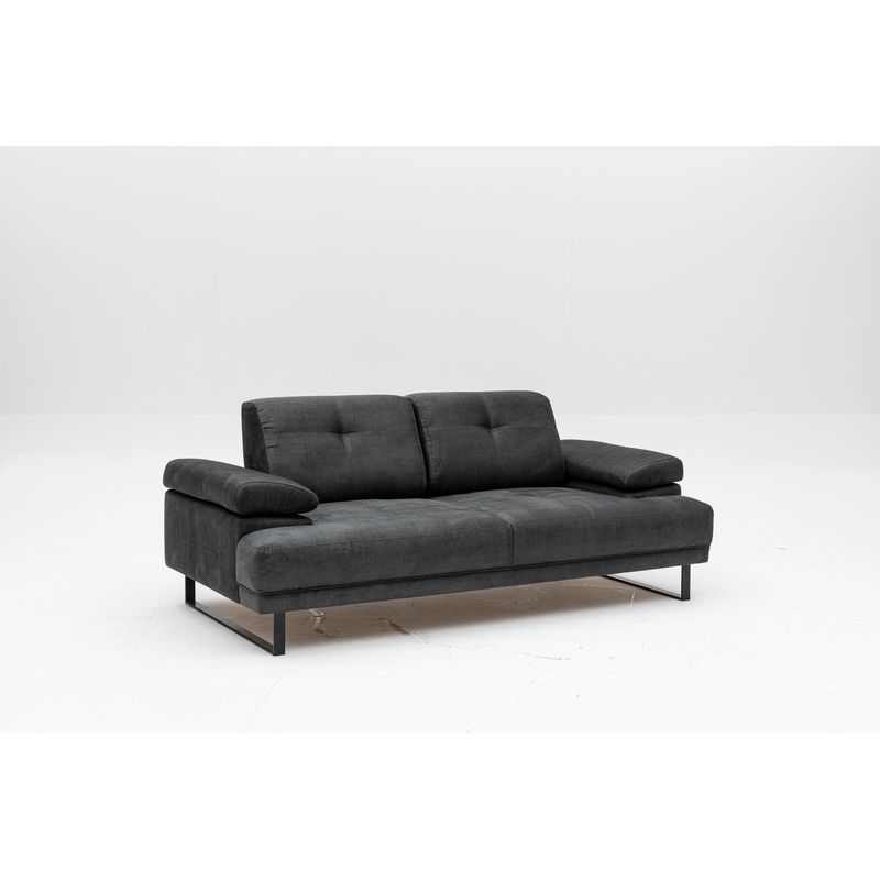 Casa si Gradina - Mobilier - Canapele si coltare - Canapele - Canapea extensibila, Hanah Home, lemn fag si PAL, antracit, 199x99x83 cm - Infinity.ro