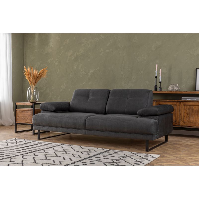 Casa si Gradina - Mobilier - Canapele si coltare - Canapele - Canapea extensibila, Hanah Home, lemn fag si PAL, antracit, 199x99x83 cm - Infinity.ro