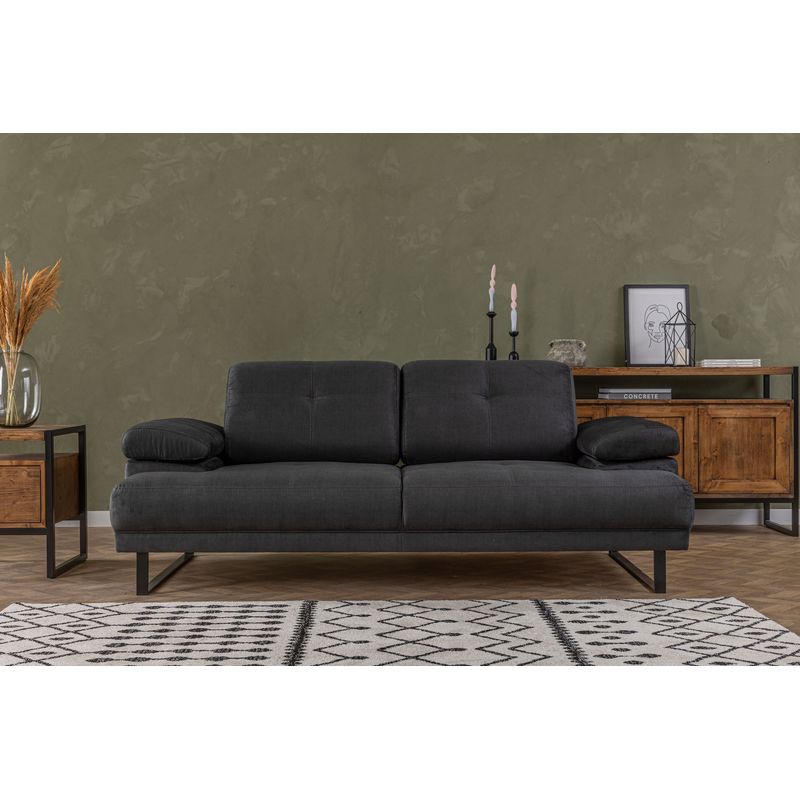 Casa si Gradina - Mobilier - Canapele si coltare - Canapele - Canapea extensibila, Hanah Home, lemn fag si PAL, antracit, 199x99x83 cm - Infinity.ro