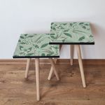 Casa si Gradina - Mobilier - Mese si birouri - Masute de cafea - Set masute de cafea, Hanah Home, mdf, verde maro alb, 35x47x35 cm, 35x42x35 cm - Infinity.ro