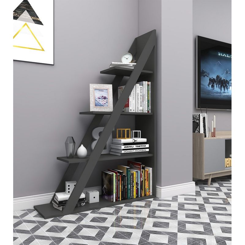 Casa si Gradina - Mobilier - Biblioteci si rafturi - Biblioteci - Biblioteca, Hanah Home, PAL melaminat, antracit, 100x29.5x150 cm - Infinity.ro