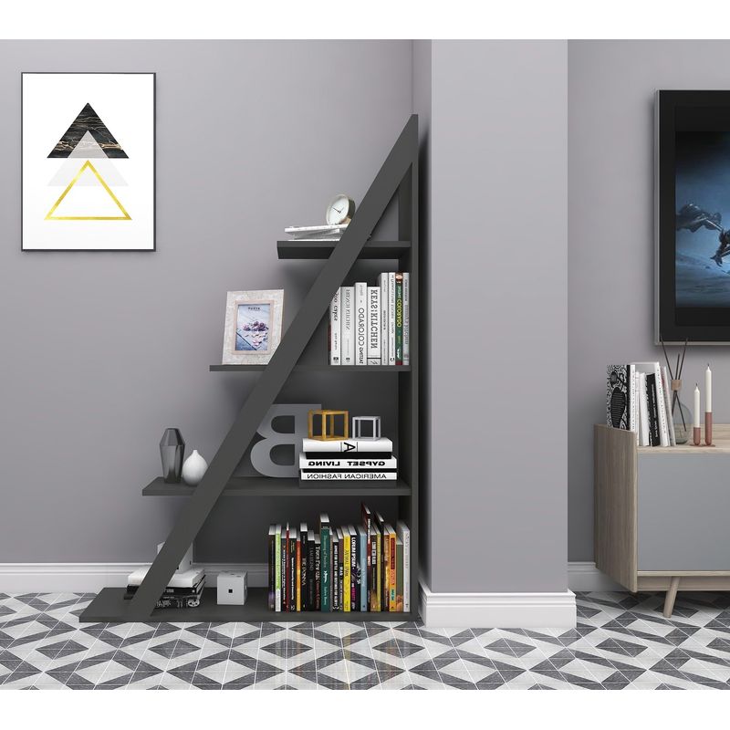 Casa si Gradina - Mobilier - Biblioteci si rafturi - Biblioteci - Biblioteca, Hanah Home, PAL melaminat, antracit, 100x29.5x150 cm - Infinity.ro