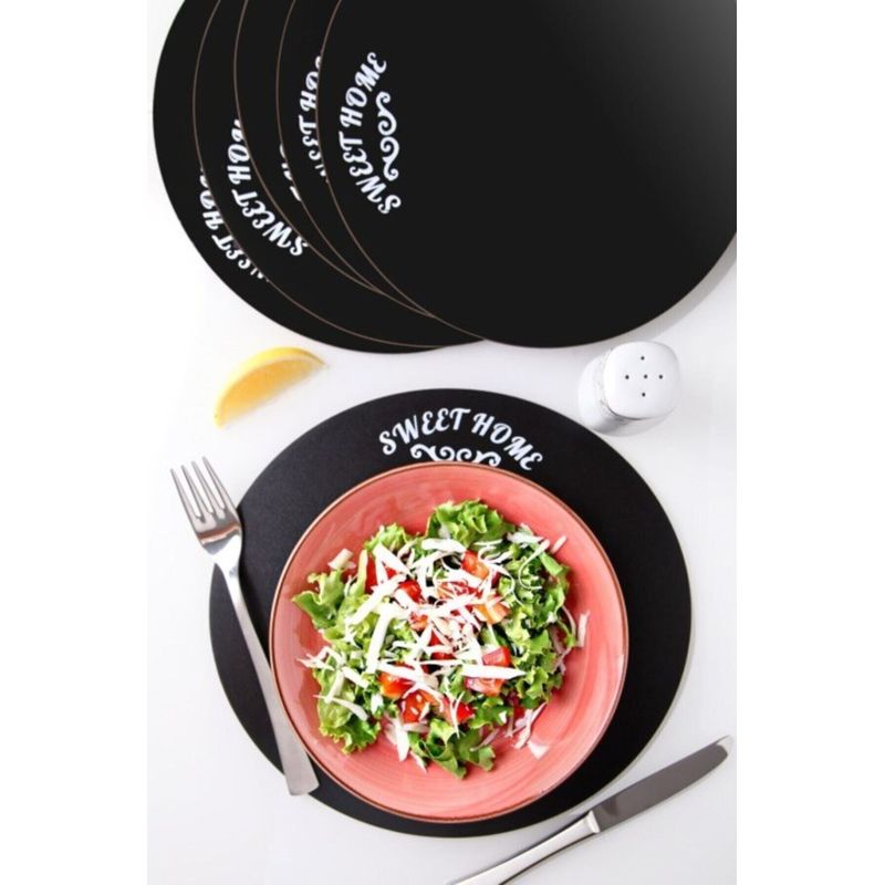Casa si Gradina - Textile si covoare - Textile bucatarie - Servete si naproane - Set covorase masa, Hermia, mdf si lemn, negru, 27x25x0.3 cm, 6 piese - Infinity.ro