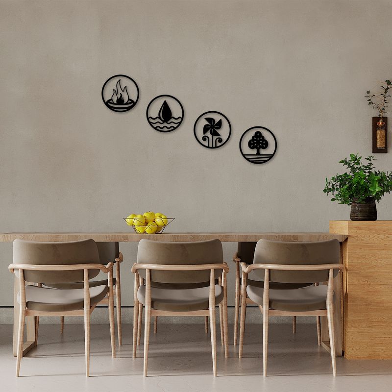 Casa si Gradina - Decoratiuni - Decoratiuni perete - Accesoriu decorativ de perete, Wallxpert, metal, negru, diametru 26 cm, set 4 piese - Infinity.ro