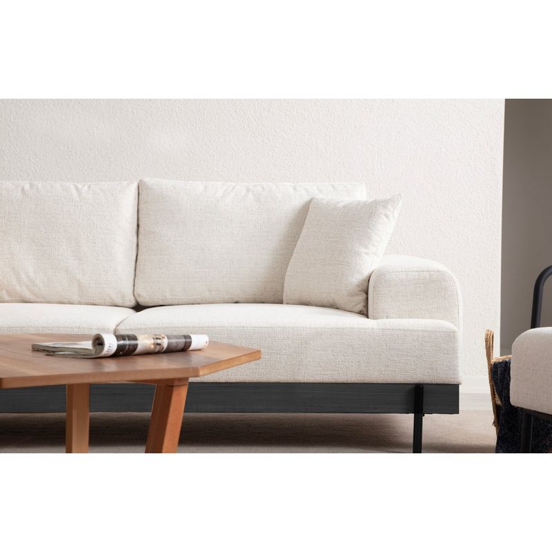 Casa si Gradina - Mobilier - Canapele si coltare - Canapele - Canapea 3 locuri, Hanah Home, lemn fag si pal, alb, 220x98x78 cm, 560ARE2122 - Infinity.ro