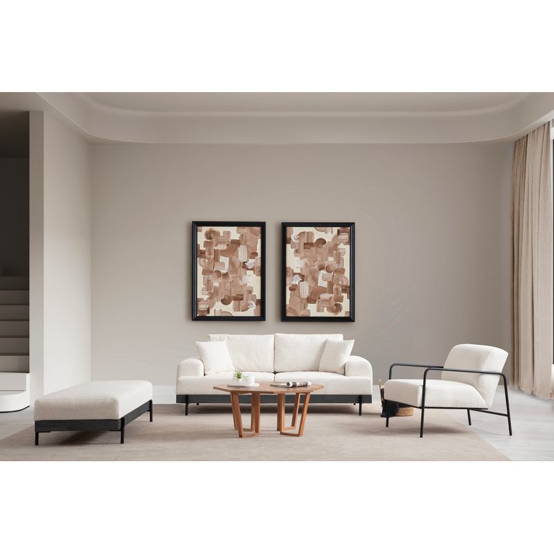 Casa si Gradina - Mobilier - Canapele si coltare - Canapele - Canapea 3 locuri, Hanah Home, lemn fag si pal, alb, 220x98x78 cm, 560ARE2122 - Infinity.ro