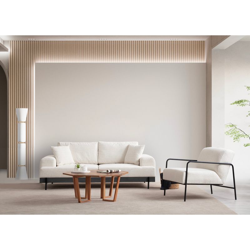 Casa si Gradina - Mobilier - Canapele si coltare - Canapele - Canapea 3 locuri, Hanah Home, lemn fag si pal, alb, 220x98x78 cm, 560ARE2122 - Infinity.ro