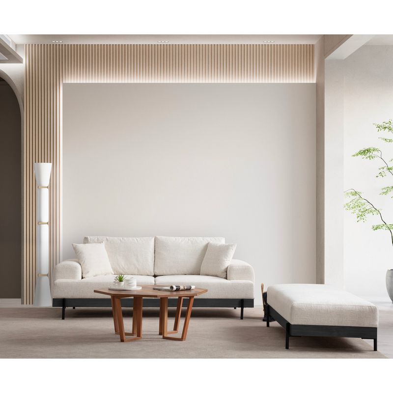 Casa si Gradina - Mobilier - Canapele si coltare - Canapele - Canapea 3 locuri, Hanah Home, lemn fag si pal, alb, 220x98x78 cm, 560ARE2122 - Infinity.ro
