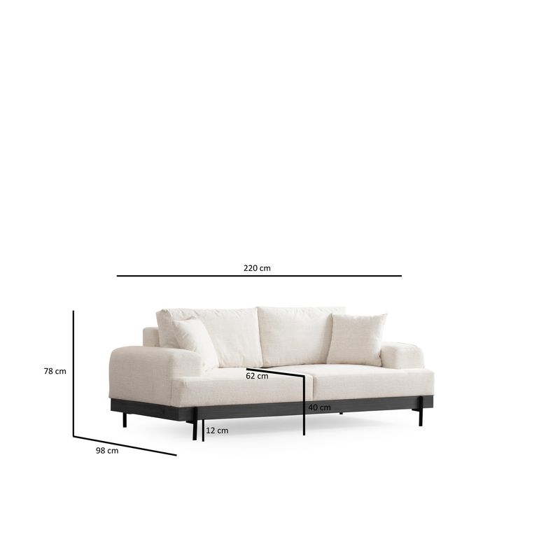Casa si Gradina - Mobilier - Canapele si coltare - Canapele - Canapea 3 locuri, Hanah Home, lemn fag si pal, alb, 220x98x78 cm, 560ARE2122 - Infinity.ro
