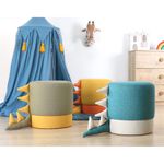 Casa si Gradina - Mobilier - Scaune si fotolii - Tabureti - Taburet, Atelier Del Sofa, bumbac si catifea, albastru, 37x38 cm - Infinity.ro