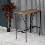 Casa si Gradina - Mobilier - Mese si birouri - Mese bucatarie si dining - Masa bar, Hanah Home, PAL melaminat si metal, nuc si negru, 90x45x92 cm - Infinity.ro