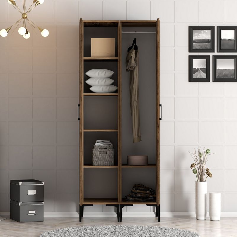 Casa si Gradina - Mobilier - Dulapuri si sifoniere - Sifoniere - Sifonier, Hanah Home, pal melaminat, nuc, 80x47.5x201.4 cm, 845HCT5432 - Infinity.ro