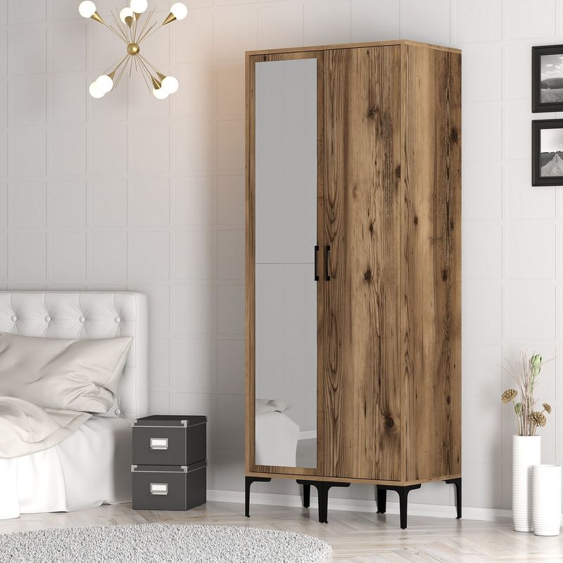 Casa si Gradina - Mobilier - Dulapuri si sifoniere - Sifoniere - Sifonier, Hanah Home, pal melaminat, nuc, 80x47.5x201.4 cm, 845HCT5432 - Infinity.ro