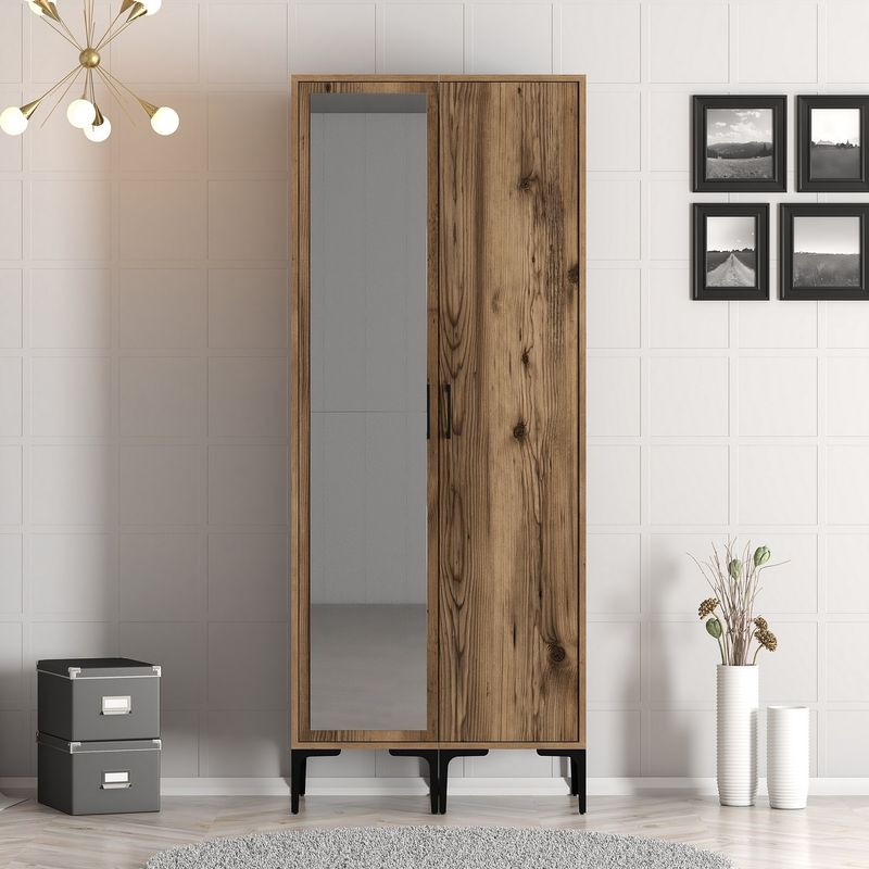 Casa si Gradina - Mobilier - Dulapuri si sifoniere - Sifoniere - Sifonier, Hanah Home, pal melaminat, nuc, 80x47.5x201.4 cm, 845HCT5432 - Infinity.ro