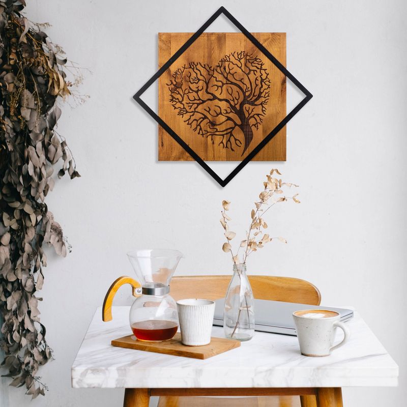 Casa si Gradina - Decoratiuni - Decoratiuni perete - Accesoriu decorativ de perete, Wallxpert, lemn si metal, nuc si negru, 54x54 cm, 899SKL2125 - Infinity.ro