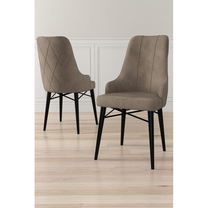 Casa si Gradina - Mobilier - Scaune si fotolii - Scaune - Set scaune, Hanah Home, metal, cappuccino si negru, 46x42x95 cm, 2 bucati - Infinity.ro