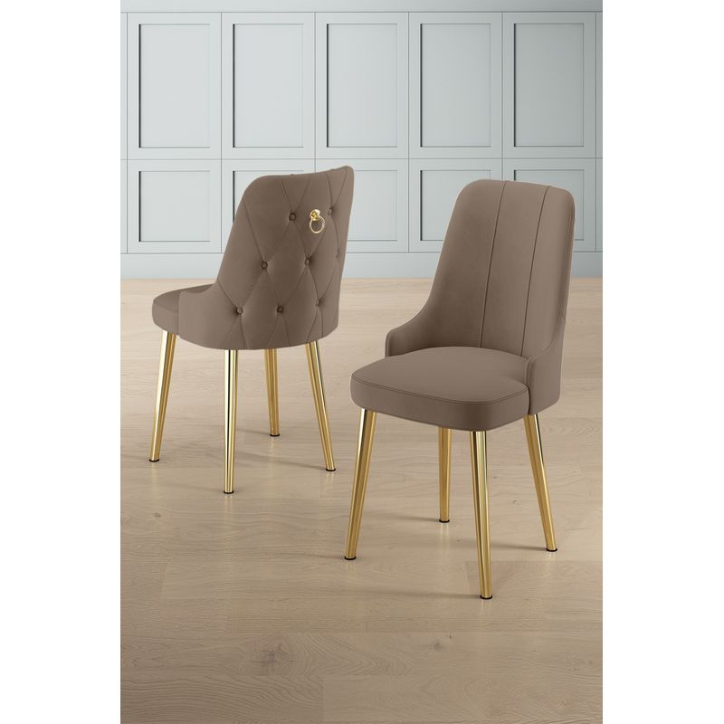 Casa si Gradina - Mobilier - Scaune si fotolii - Scaune - Set scaune, Hanah Home, metal, cappuccino si auriu, 46x46x94 cm, 4 piese - Infinity.ro