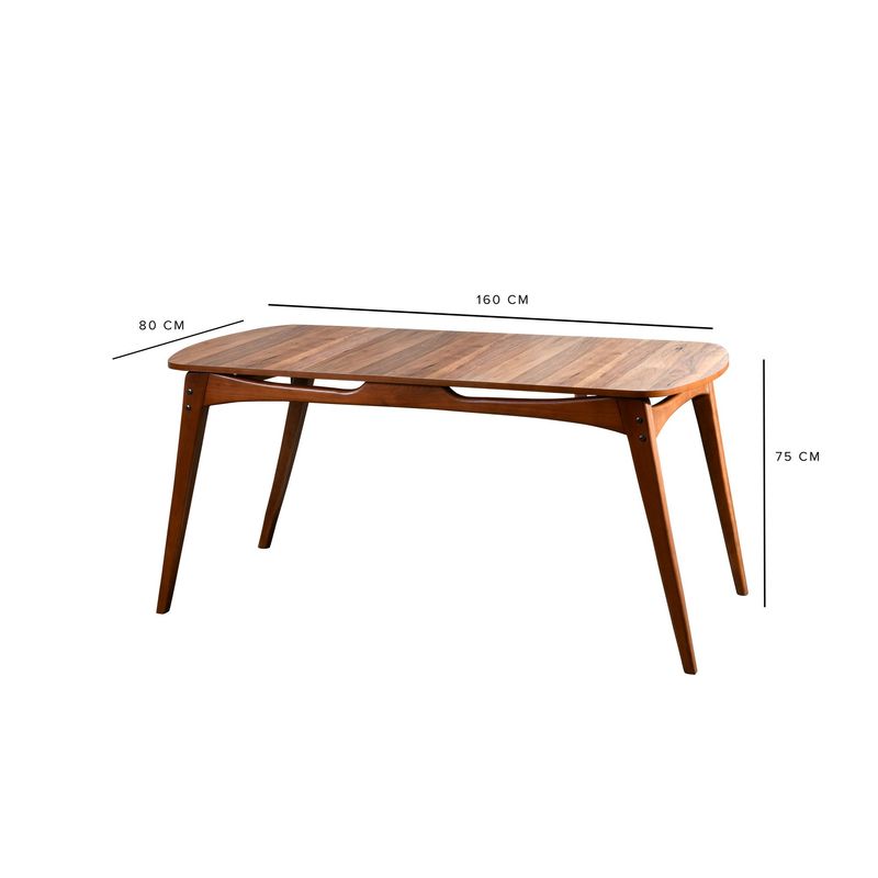 Casa si Gradina - Mobilier - Seturi de mobilier - Seturi mese si scaune - Set masa si scaune, Hanah Home, lemn de carpen si mdf, nuc si crem, masa 160x80x75 cm, 4 scaune 47x45x92 cm - Infinity.ro