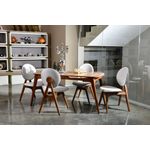 Casa si Gradina - Mobilier - Seturi de mobilier - Seturi mese si scaune - Set masa si scaune, Hanah Home, lemn de carpen si mdf, nuc si crem, masa 160x80x75 cm, 4 scaune 47x45x92 cm - Infinity.ro