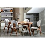 Casa si Gradina - Mobilier - Seturi de mobilier - Seturi mese si scaune - Set masa si scaune, Hanah Home, lemn de carpen si mdf, nuc si crem, masa 160x80x75 cm, 4 scaune 47x45x92 cm - Infinity.ro