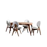 Casa si Gradina - Mobilier - Seturi de mobilier - Seturi mese si scaune - Set masa si scaune, Hanah Home, lemn de carpen si mdf, nuc si crem, masa 160x80x75 cm, 4 scaune 47x45x92 cm - Infinity.ro