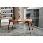 Casa si Gradina - Mobilier - Seturi de mobilier - Seturi mese si scaune - Set masa si scaune, Hanah Home, lemn de carpen si mdf, nuc si crem, masa 160x80x75 cm, 4 scaune 47x45x92 cm - Infinity.ro