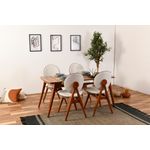Casa si Gradina - Mobilier - Seturi de mobilier - Seturi mese si scaune - Set masa si scaune, Hanah Home, lemn de carpen si mdf, nuc si crem, masa 160x80x75 cm, 4 scaune 47x45x92 cm - Infinity.ro