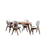 Casa si Gradina - Mobilier - Seturi de mobilier - Seturi mese si scaune - Set masa si scaune, Hanah Home, lemn de carpen si mdf, nuc si crem, masa 160x80x75 cm, 4 scaune 47x45x92 cm - Infinity.ro