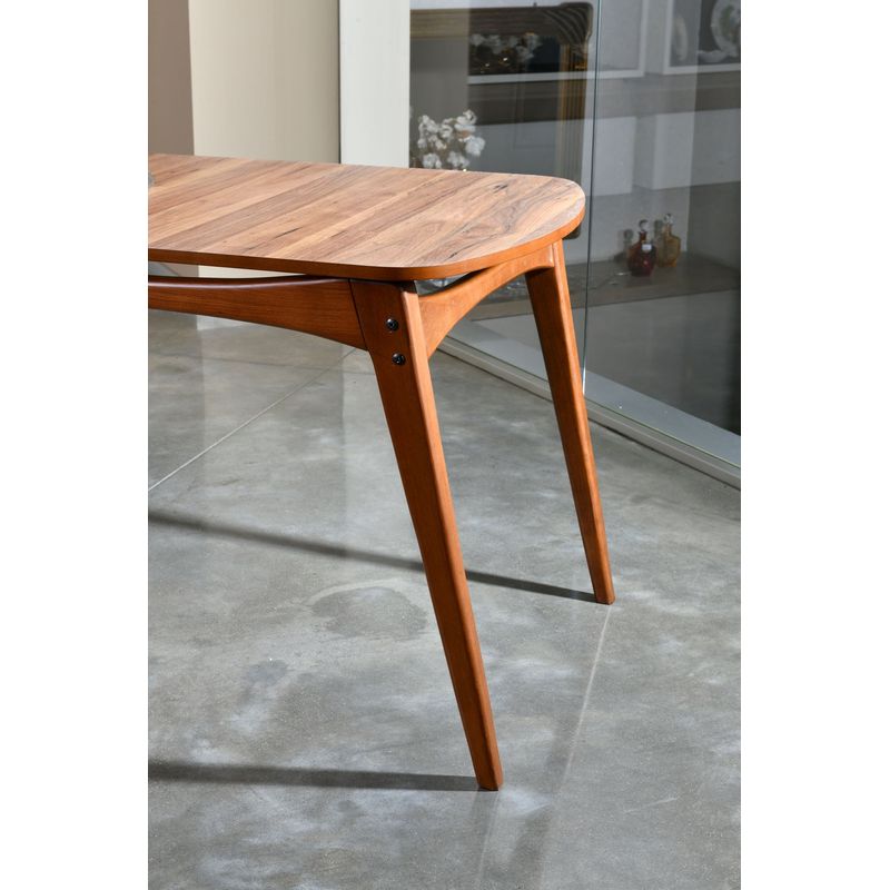 Casa si Gradina - Mobilier - Seturi de mobilier - Seturi mese si scaune - Set masa si scaune, Hanah Home, lemn de carpen si mdf, nuc si crem, masa 160x80x75 cm, 4 scaune 47x45x92 cm - Infinity.ro