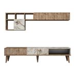 Casa si Gradina - Mobilier - Comode si corpuri - Comode - Comoda tv, Hanah Home, pal melaminat, nuc si alb, 180x40x35 cm, 845HCT3080 - Infinity.ro