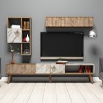 Casa si Gradina - Mobilier - Comode si corpuri - Comode - Comoda tv, Hanah Home, pal melaminat, nuc si alb, 180x40x35 cm, 845HCT3080 - Infinity.ro