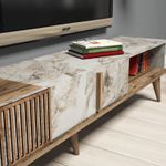Casa si Gradina - Mobilier - Comode si corpuri - Comode - Comoda tv, Hanah Home, pal melaminat, nuc si alb, 180x40x35 cm, 845HCT3080 - Infinity.ro