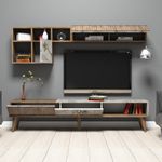 Casa si Gradina - Mobilier - Comode si corpuri - Comode - Comoda tv, Hanah Home, pal melaminat, nuc si alb, 180x40x35 cm, 845HCT3080 - Infinity.ro