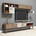 Casa si Gradina - Mobilier - Comode si corpuri - Comode - Comoda tv, Hanah Home, pal melaminat, nuc si alb, 180x40x35 cm, 845HCT3080 - Infinity.ro