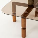 Casa si Gradina - Mobilier - Mese si birouri - Masute de cafea - Masuta de cafea, Hanah Home, lemn masiv, sticla securizata, nuc, bronz, 80x80x40 cm - Infinity.ro