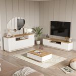 Casa si Gradina - Mobilier - Seturi de mobilier - Seturi living - Set mobilier living, Hanah Home, pal melaminat, pin atlantic alb - Infinity.ro