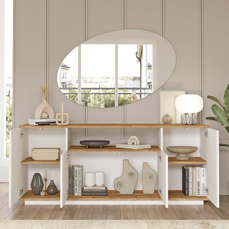 Casa si Gradina - Mobilier - Seturi de mobilier - Seturi living - Set mobilier living, Hanah Home, pal melaminat, pin atlantic alb - Infinity.ro