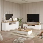 Casa si Gradina - Mobilier - Seturi de mobilier - Seturi living - Set mobilier living, Hanah Home, pal melaminat, pin atlantic alb - Infinity.ro
