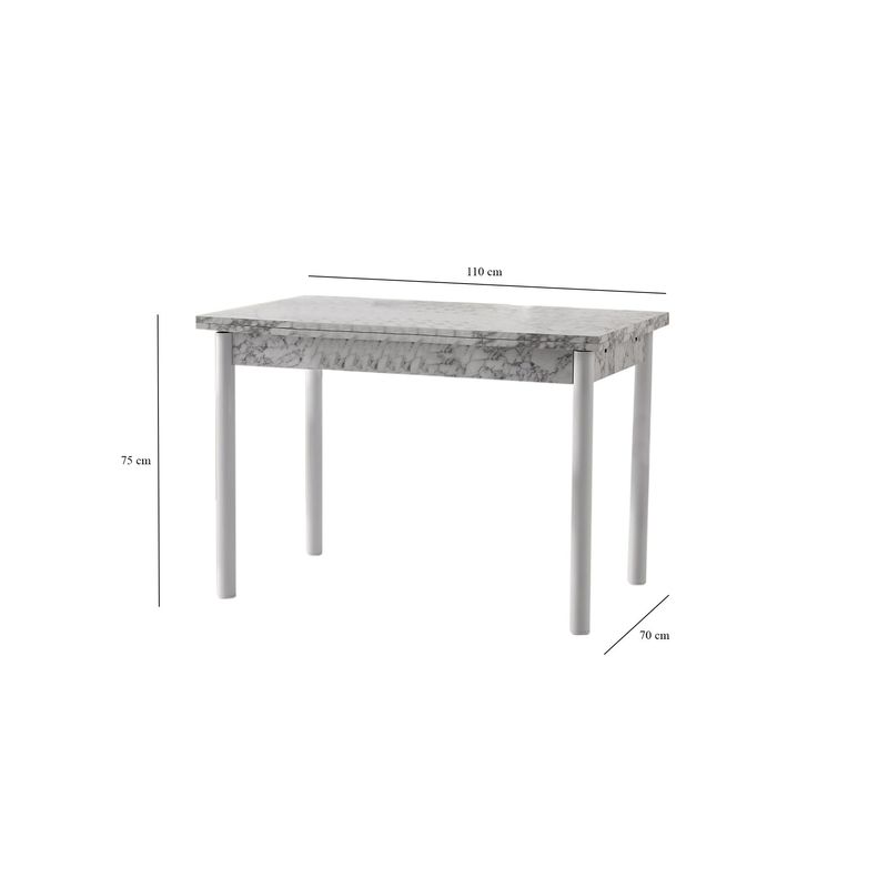 Casa si Gradina - Mobilier - Mese si birouri - Mese bucatarie si dining - Masa extensibila de dining, Hanah Home, panou aglomerat cu melamina, alb si gri, 110x70x75 cm, extensibila pana la 170 cm - Infinity.ro