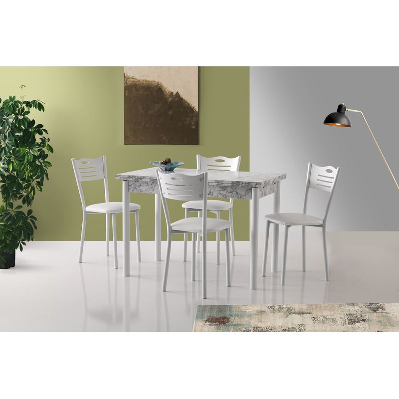 Casa si Gradina - Mobilier - Mese si birouri - Mese bucatarie si dining - Masa extensibila de dining, Hanah Home, panou aglomerat cu melamina, alb si gri, 110x70x75 cm, extensibila pana la 170 cm - Infinity.ro